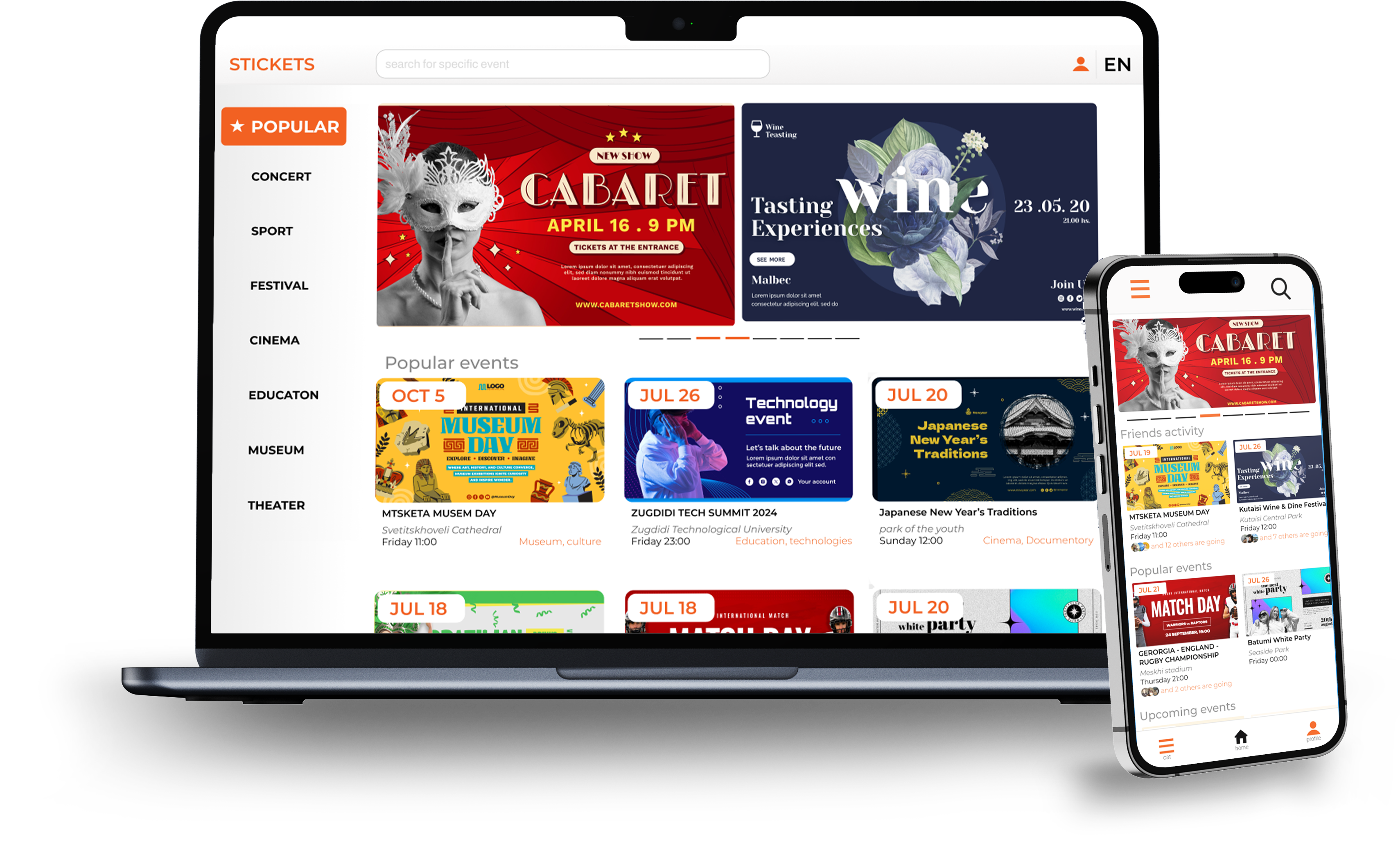 sTickets platform mockup