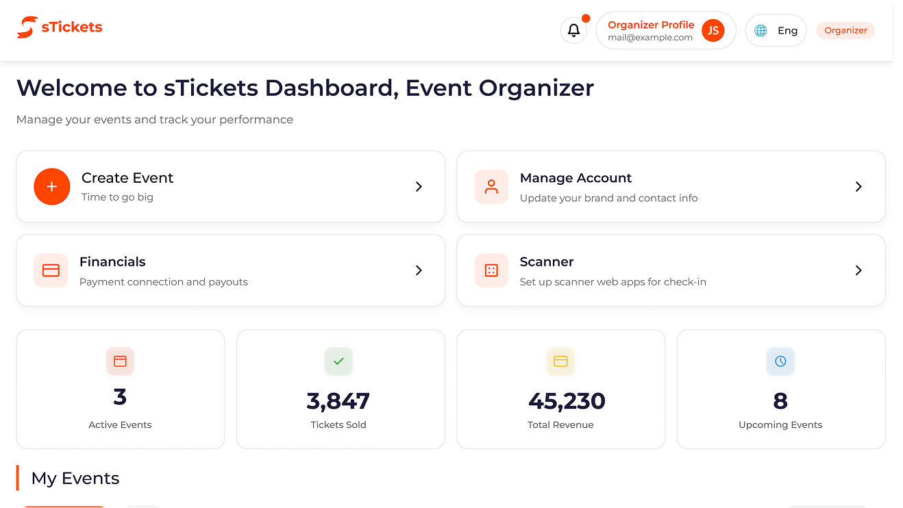 sTickets Dashboard